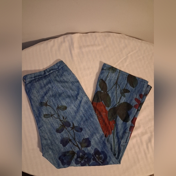 Floral Print Blue Pants - Picture 16 of 16